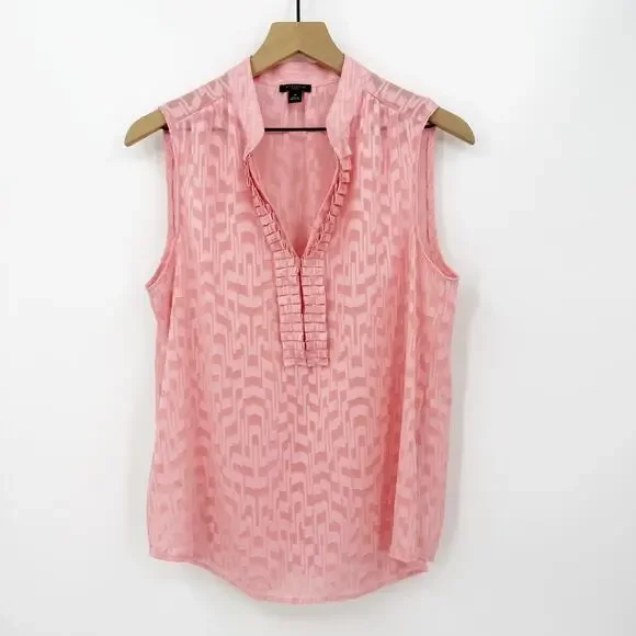 Ann Taylor Petite Sleeveless Blouse MP Pink Relaxed Lightweight Work Office Chic - Picture 3 of 11